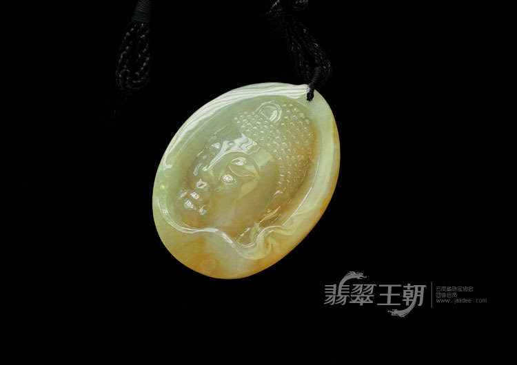 糯冰种黄翡缅甸翡翠释迦牟尼挂件