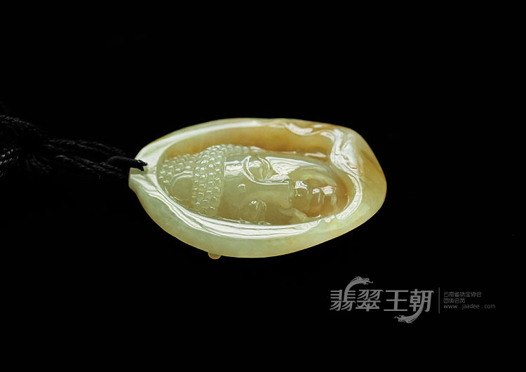 糯冰种黄翡缅甸翡翠释迦牟尼挂件