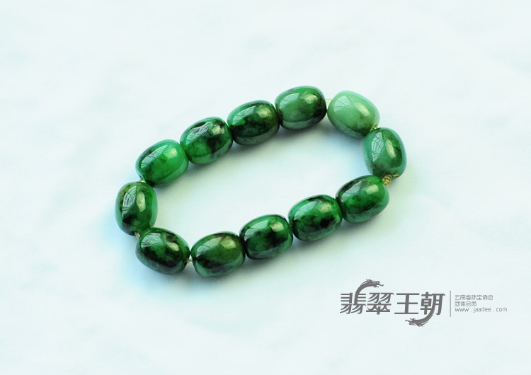细糯种浓绿缅甸翡翠路路通手链