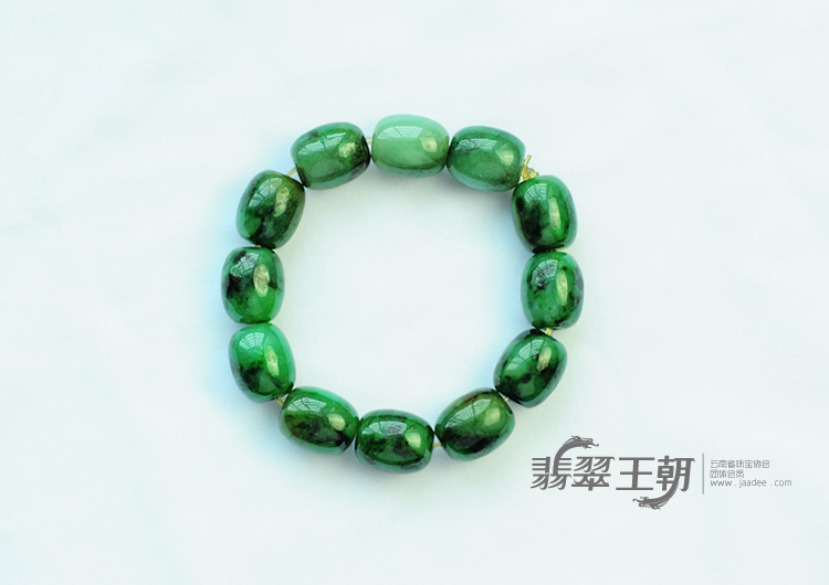 细糯种浓绿缅甸翡翠路路通手链