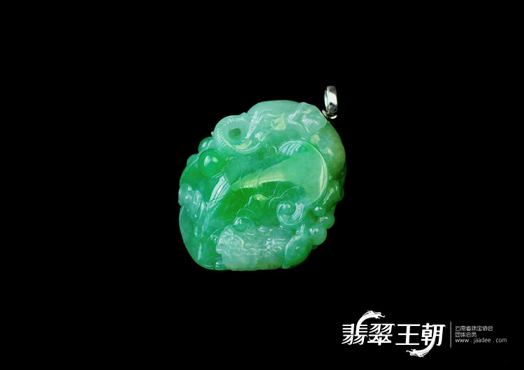 冰种翠色缅甸翡翠福象如意挂件