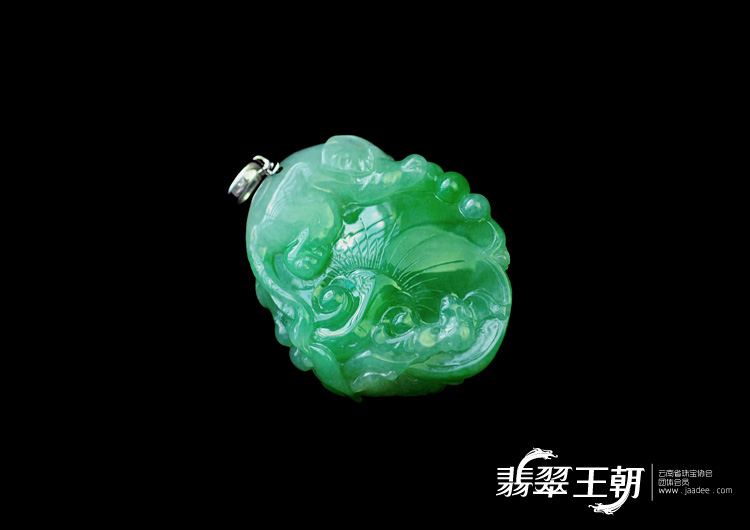 冰种翠色缅甸翡翠福象如意挂件
