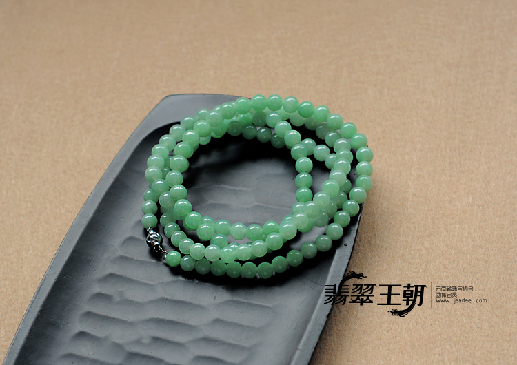 糯冰种豆色缅甸翡翠项链（单价）