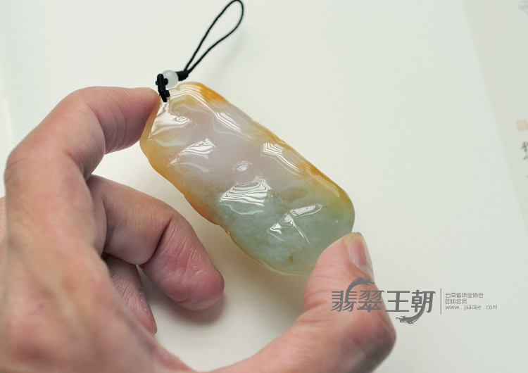 糯冰种三彩缅甸翡翠金玉满堂挂件