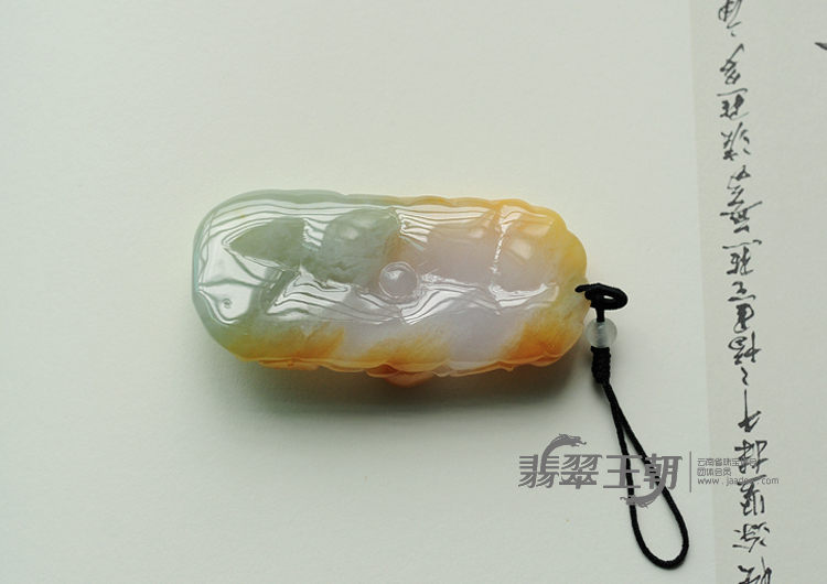 糯冰种三彩缅甸翡翠金玉满堂挂件