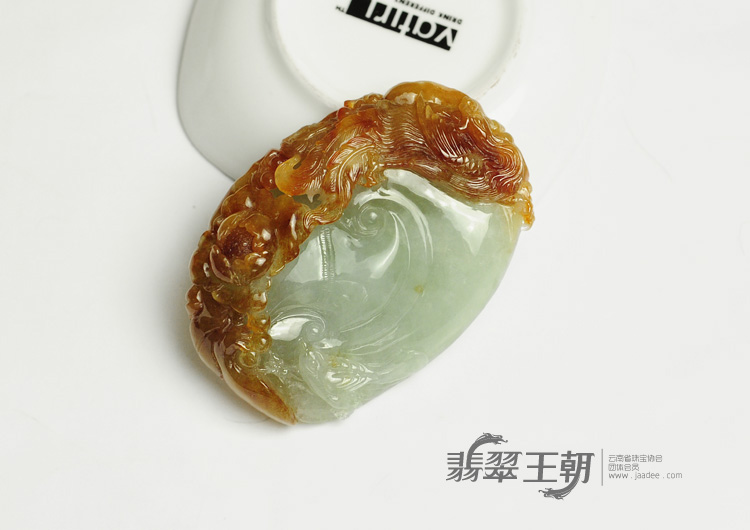 糯冰种红黄翡缅甸翡翠丹凤朝阳手玩件