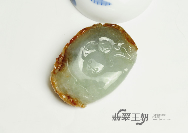 糯冰种红黄翡缅甸翡翠丹凤朝阳手玩件