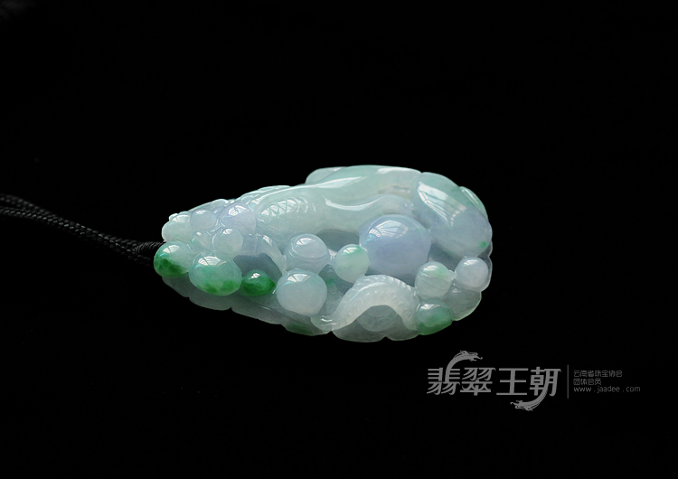 糯冰种春带彩缅甸翡翠金玉满堂挂件