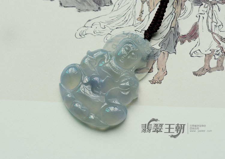 冰种紫罗兰缅甸翡翠观音挂件