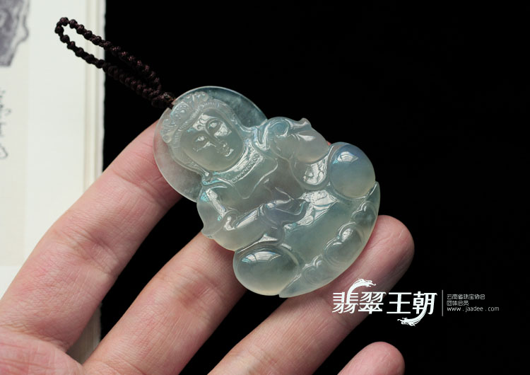 冰种紫罗兰缅甸翡翠观音挂件