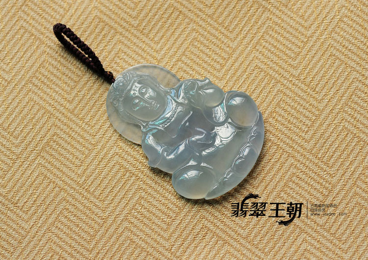冰种紫罗兰缅甸翡翠观音挂件