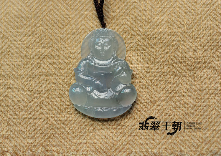 冰种紫罗兰缅甸翡翠观音挂件