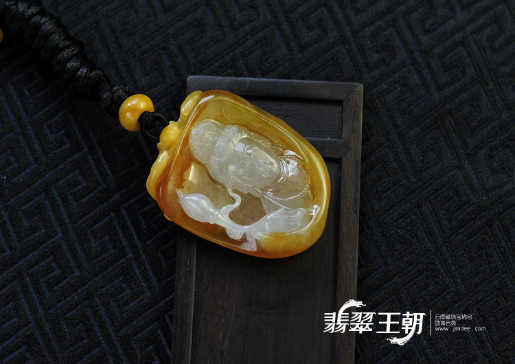 冰种红黄翡缅甸翡翠观音头挂件
