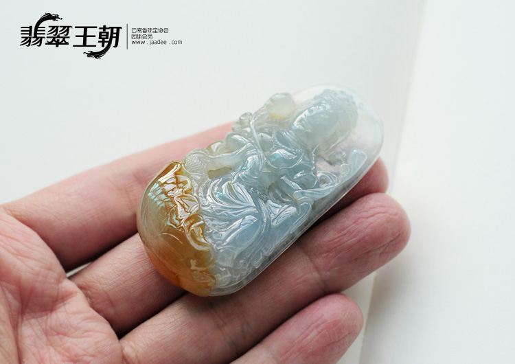 冰种晴水黄翡缅甸翡翠莲花观音挂件