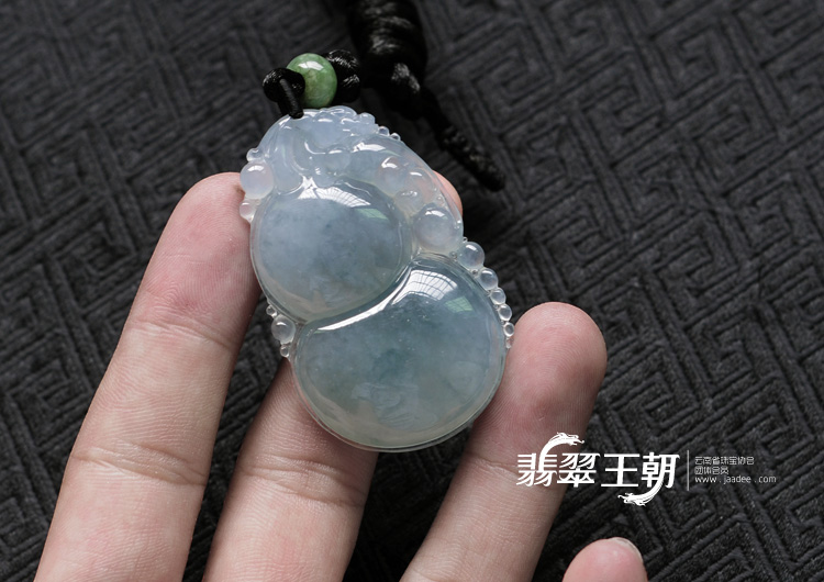 冰种蓝晴水飘花缅甸翡翠福禄寿挂件