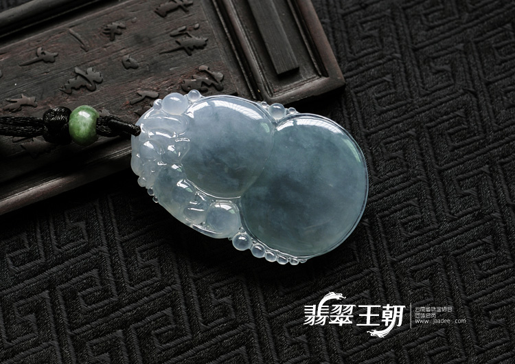 冰种蓝晴水飘花缅甸翡翠福禄寿挂件