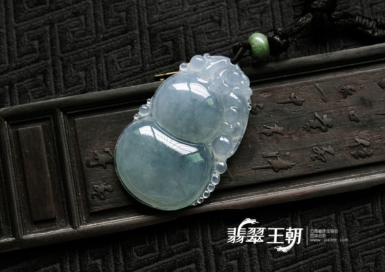 冰种蓝晴水飘花缅甸翡翠福禄寿挂件