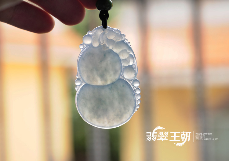 冰种蓝晴水飘花缅甸翡翠福禄寿挂件