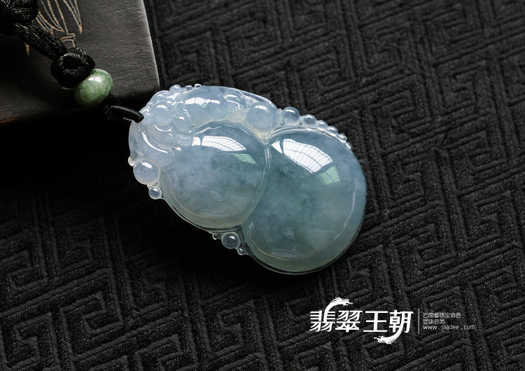 冰种蓝晴水飘花缅甸翡翠福禄寿挂件