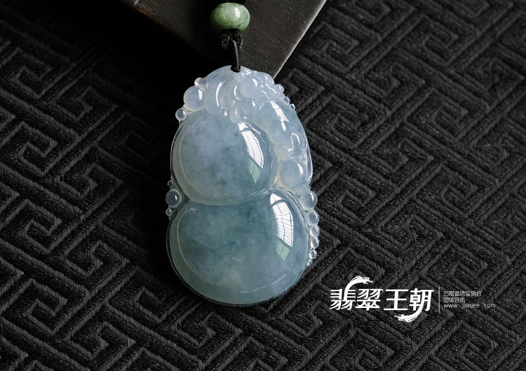 冰种蓝晴水飘花缅甸翡翠福禄寿挂件