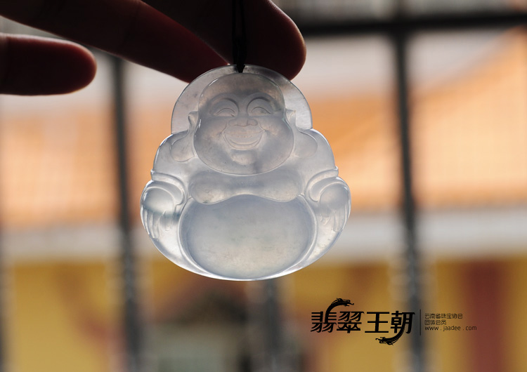 冰种飘花缅甸翡翠玉佛挂件