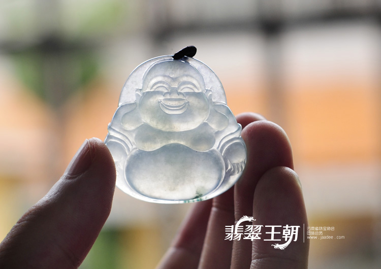 冰种飘花缅甸翡翠玉佛挂件