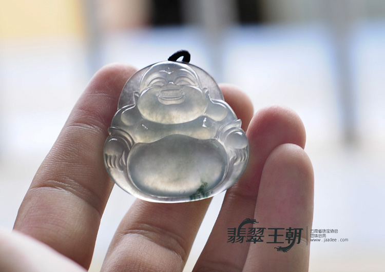 冰种飘花缅甸翡翠玉佛挂件