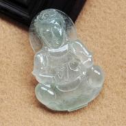 冰玻种缅甸翡翠观音挂件