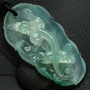 冰玻种晴水缅甸翡翠龙成大业挂件
