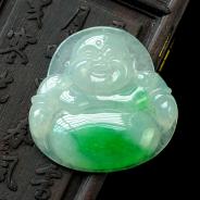 冰种飘翠缅甸翡翠玉佛挂件