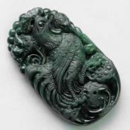 细糯种墨翠缅甸翡翠冠上加官挂件