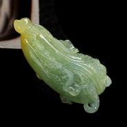 feicui糯冰种黄带绿缅甸翡翠玉白菜挂件