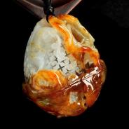 细糯种红黄翡缅甸翡翠连年有余手玩件