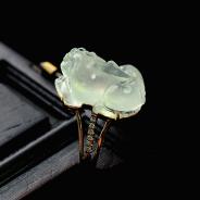 玻璃种缅甸翡翠包玫瑰金镶真钻戒指