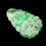 糯冰种飘翠缅甸翡翠辈辈英雄挂件