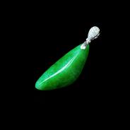 糯冰种瓜青绿满绿缅甸翡翠水滴胸坠