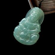 冰种晴水缅甸翡翠观音挂件