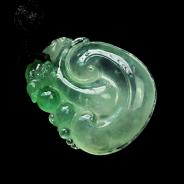 冰种晴水飘翠缅甸翡翠如意寿挂件