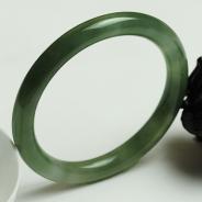 糯冰种晴水黄翡缅甸翡翠圆条手镯（54.3mm）
