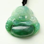 冰种墨绿缅甸翡翠玉佛挂件