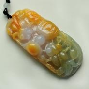 糯冰种三彩缅甸翡翠金玉满堂挂件