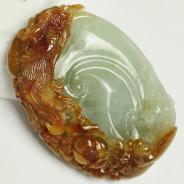 糯冰种红黄翡缅甸翡翠丹凤朝阳手玩件