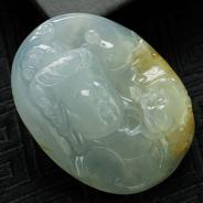 冰种晴水黄翡缅甸翡翠观音头挂件