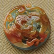 糯冰种晴水黄翡缅甸翡翠龙头挂件