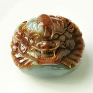 (超值推荐)糯冰种晴水红翡缅甸翡翠龙头手玩件