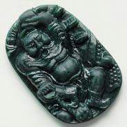 细糯种墨翠缅甸翡翠钟旭挂件