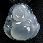 冰种飘花缅甸翡翠玉佛挂件