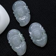 糯冰种晴水缅甸翡翠观音头挂件（单价）