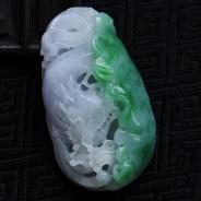 糯冰种飘翠缅甸翡翠龙行如意挂件