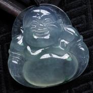 冰种飘花缅甸翡翠玉佛挂件